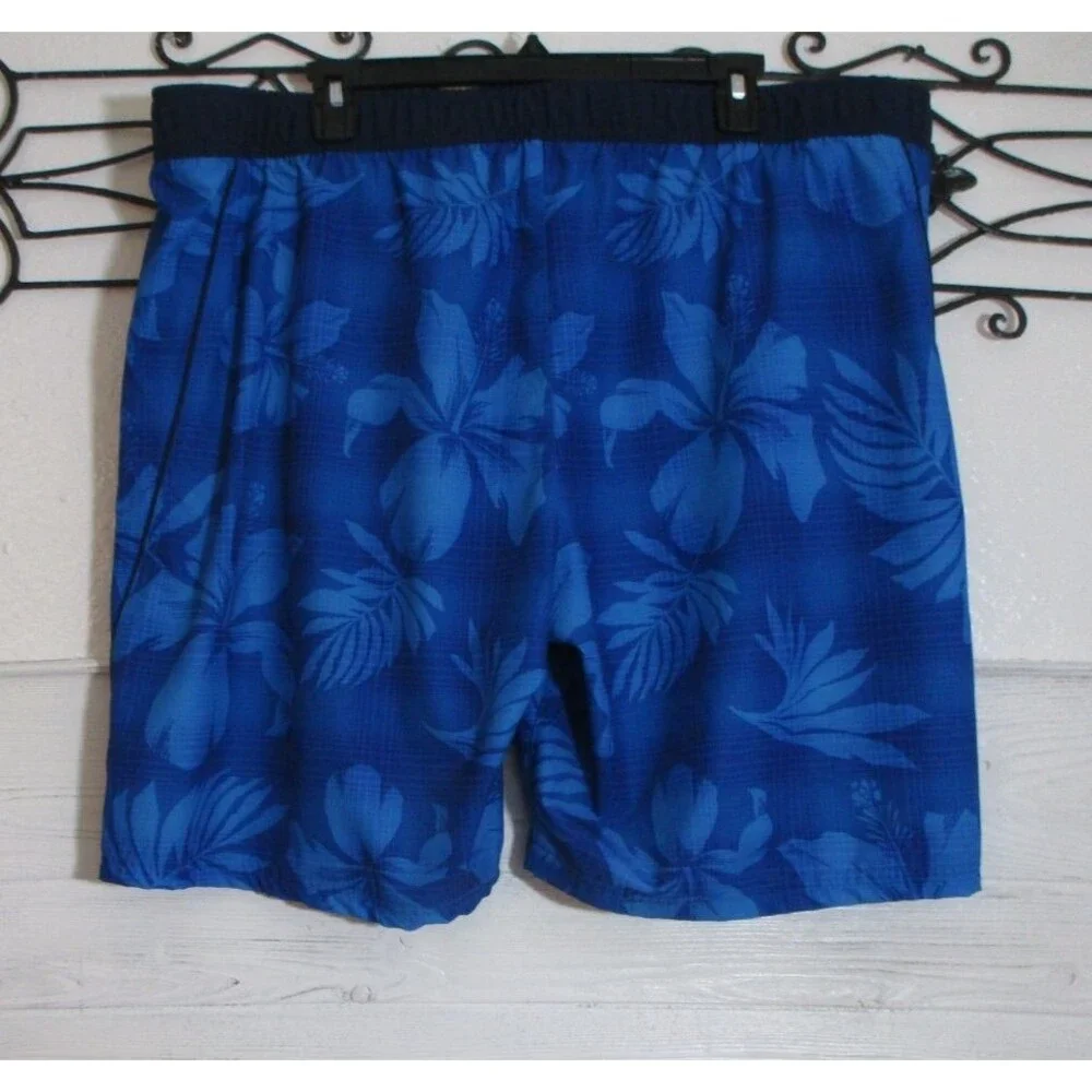 Zeroxposur Swim Trunks Men's Size XXL Blue Floral Pocket Built In Brief
